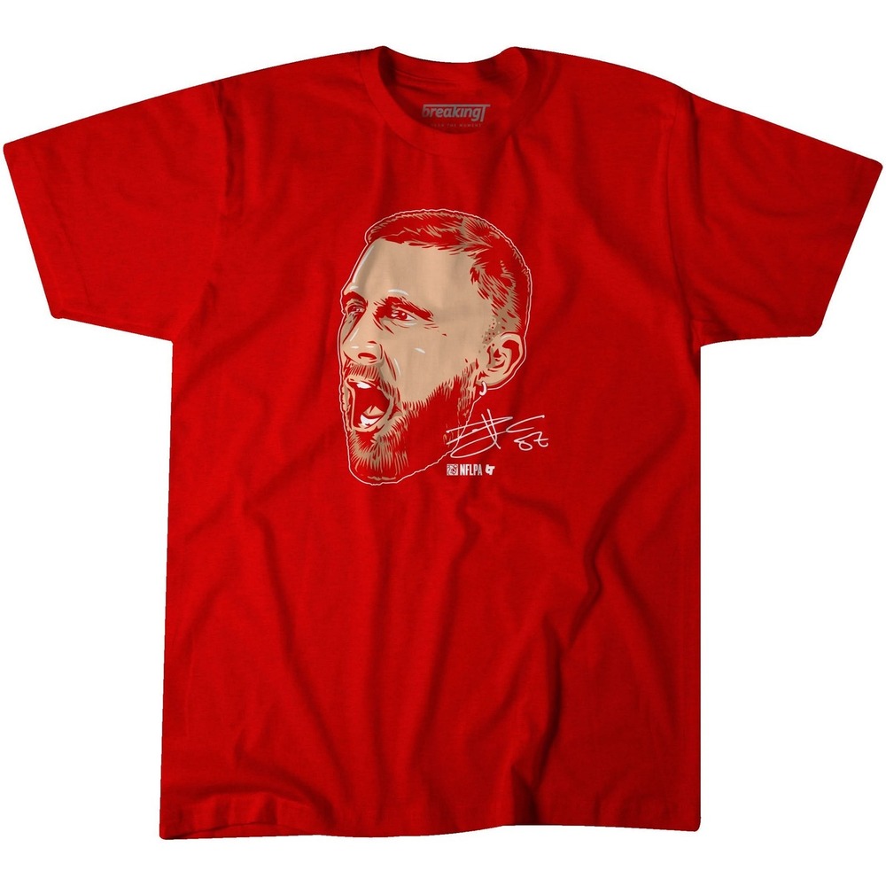 BreakingT Travis Kelce Kansas City Chiefs NFL Football Red T-shirt Size Large‎